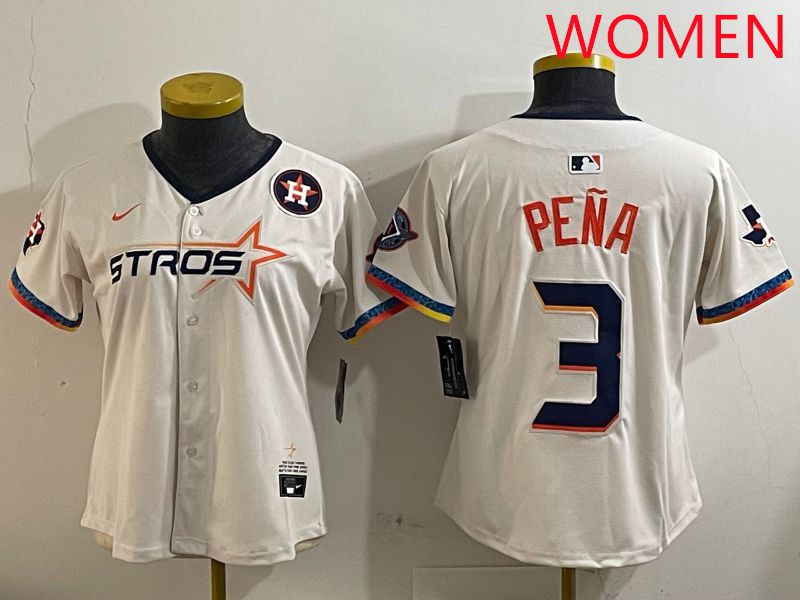 Women Houston Astros #3 Pena Cream Fourth generation Joint Name Nike 2025 MLB Jersey style 6
